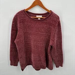 CHRISTOPHER & BANKS Pink Mauve Metallic Thread Crewneck Sweater // XL